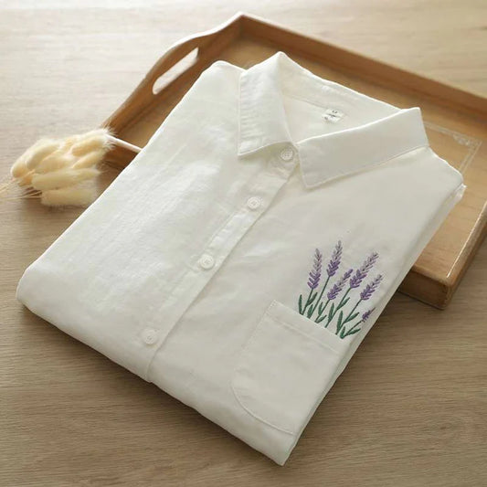 Women Lavender Flower Shirt